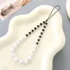 Llavero de Cordón de Perlas Ins de Gama Alta Anillo de Diamante Chapado en Plata Cadena para Teléfono Móvil con Cuentas de Arroz Colgante Decorativo para Cámara Ccd Joyería