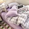 Conjunto de Quatro Peças de Gaze Dupla de Leite Veludo Inverno 2026 Novo Lençol de Cama Quente Acolchoado de Alta Gramatura, Lençol com Elástico e Capa de Edredom