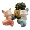 Presente de aniversário, modelo popular online, escultura em madeira de raposa de nove caudas, ornamento de mesa de raposa da sorte colorido, decoração de micro paisagem para escritório e feriados