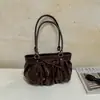 2026 Nova Bolsa de Ombro Plissada Simples Estilo Coreano para Mulheres, para Ir ao Trabalho, Sensação Relaxada, Bolsa de Axila Casual Chique e Fashion