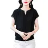 Camiseta Negra con Cuello en V para Mujer Camiseta de Manga Corta Verano Nueva Maternidad Holgada Cubre Vientre Look Adelgazante Top Camisa Fina