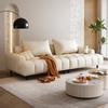 Sofá de tela de cuero con diseño de arañazo de gato, estilo crema, para apartamento pequeño, sala de estar, nubes, algodón de azúcar, moderno, sencillo, con patas altas, nuevo estilo.