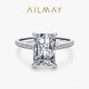 Anel de prata esterlina S925 transfronteiriço europeu e americano de luxo retangular de 5 quilates anel de diamante de simulação ins Internet Celebrity Silver Jewelry