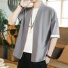 Estilo Chinês de Verão Gola Assimétrica Manga Curta Hanfu Masculino Roupa de Estilo Antigo Roupa Zen de Estilo Antigo para Homens Roupas Étnicas Masculinas