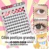 Cílios postiços adoráveis macios sem cola de 10 fileiras para olhos redondos, cílios de cachorro femininos naturais de imitação, cílios individuais segmentados em lote de 100 clusters