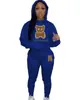 Novo conjunto de moletom com capuz casual de comércio exterior marca de moda conjunto de moletom estampado com cabeça de urso tamanho europeu moletom