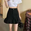 Falda dulce con volantes para mujer, fina de verano, versátil, ajustada que estiliza el cuerpo, falda corta de línea A para chica petite y atrevida