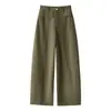 Pantalones Casuales de Otoño Cintura Alta Pierna Ancha Rectos Sueltos Largos Versátiles para Viajar al Trabajo Transpirables Adelgazantes Color Sólido Ropa Exterior Diaria para Mujer