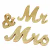 Regalos de Boda de 15 cm Adornos Decorativos Letras MR & MRS con Polvo Dorado Accesorios para Fotos Manualidades de Madera