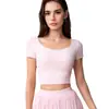 Top de yoga de malla sin espalda para mujer, corte ajustado, con copas fijas, camiseta de manga corta para entrenamiento de Pilates y ejercicios de fitness