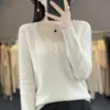 Otoño Invierno Botones Suéter Color Sólido Tejido de Punto Cuello en V Capa Base 2026 Ropa Exterior Nueva Mujer Mezcla Lana Corto Holgado