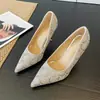 26 Zapatos de Tacón Alto Nuevos con Puntera Puntiaguda y Pedrería, Zapatos de Fiesta y Boda con Tacón de Aguja, Zapatos Individuales Adornados con Diamantes, Modernos Zapatos de Noche 969-ES218