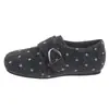 Zapatos de Algodón de Invierno Puntos Falsos Velcro Suela Plana Zapatos Peludos Estilo Coreano para Mujer Punta Cuadrada Cálida Talón Cerrado Protector de Punta Cuero con Hebilla de Terciopelo