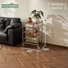 Mesa pequeña de sala de estar mesa de café lateral móvil para sofá carrito pequeño estante de almacenamiento mesa lateral multifuncional que ahorra espacio vintage