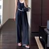 Pantalones Largos de Pierna Ancha Pequeña Cintura Alta Holgados Delgados de Pierna Recta Pantalones Casuales para Mujer Xia Xin K0611Z