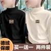 Y2018# camisa de base masculina de veludo outono e inverno nova gola semi-alta infantil estilo ocidental gola semi-alta manga longa camiseta espessa