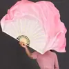 Leque de Dança Jovem Zhi Fan Alongado Jiaozhou Dupla Face Amido de Raiz de Lótus Gradiente Leque de Dança Dança Quadrada Leque Yangko