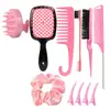 Cepillo para Lavar el Cabello Transfronterizo, Peine Masajeador, Peine de Dientes Separados Hueco, Peine de Tupé, Botella con Atomizador, Goma para el Cabello, Peine para Peinar el Cabello, Set de Herramientas de Estilismo