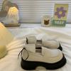 Mocassins Retrô Brancos Estilo Britânico Versátil Plataforma para Aumentar a Altura Solado Grosso Sapatos Slip-On para Combinar com Saias