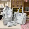 Set de Mochila Escolar de Tres Piezas Estilo Ins Nuevo Estilo Transfronterizo, Alto Valor, Gran Capacidad, Mochila de Nailon Reductora de Peso para Estudiantes de Secundaria y Preparatoria