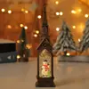 Lámpara de Viento Navideña Llena de Agua Casa de Iglesia Luminosa Adornos Luz Nocturna Creativa Luz de Vela Digital Regalo de Navidad