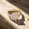 Anillo Elegante de Cuatro Garras con Diamante Estilo Europeo y Americano Transfronterizo para Mujer, Anillo de Moissanita al por Mayor, Joyería de Anillo Moderna y Única