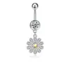 Anillo de Ombligo de Venta Caliente Transfronterizo Flor Libélula Margarita Diamante Colgante Clavo de Ombligo Acero Inoxidable Joyería para Piercing Europa y América