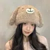 Gorro de Peluche Lindo de Dibujos Animados para Mujer, Gorro Grueso Cálido con Protección para las Orejas para Otoño e Invierno, Gorro de Punto Versátil con Orejas Grandes
