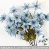 Flores artificiales Azul Niebla Salón de Bodas Flores de Seda Arreglo Floral de Boda Peonía Azul Rosa Abanico de Niebla Palma