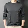 Camiseta deportiva casual para hombre de manga larga con estampado, moderna para adolescentes, adecuada para todas las estaciones, cuello redondo, top básico de manga larga