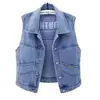 Chaleco de Mezclilla para Mujer, Estilo Coreano Holgado Primavera y Otoño Nuevo Retro Estilo Hong Kong Petite Moda Rejuvenecedora Chaqueta para Mujer