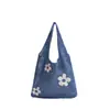 Bolsa de Compras Versátil de Grande Capacidade, Bolsa Simples de Palha, Bolsa de Tricô, Bolsa de Ombro Feminina de Malha Vazada Transfronteiriça, Verão