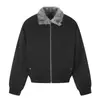 Jaqueta Masculina Feminina Simples Americana Cor Sólida Gola Alta Gola de Pele Outono Inverno Nova Solta Casual Acolchoada Quente Roupas de Algodão Tendência