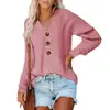 Suéter tejido de Amazon para mujer, estilo europeo y americano, con botones, jersey, nuevo estilo otoño e invierno europeo y americano, holgado y elegante