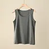 Camiseta sin mangas de algodón helado clase A para mujer, cuello redondo, fina, ajustada, elástica, con tirantes anchos, color liso, Ropa de verano para mujer
