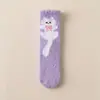Calcetines Grues de Coral Fleece de Oso Fresa Cálidos y Lindos de Caña Media para Otoño e Invierno, Calcetines de Piso Estilo Japonés para el Hogar, Maternidad y Dormir para Mujeres