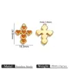 Estilo Luxo Leve Pingente Cruz Coração de Aço Inoxidável com Design Único e Esmalte, Colar e Brincos DIY, Versátil e Elegante