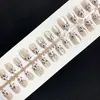 30 piezas de ojo de gato francés leopardo hecho a mano manicura linda estudiantes usan armadura atmósfera otoño alta calidad parche de uña postiza