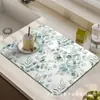 Esterilla absorbente de tierra de diatomeas para escurrir en la cocina, diseño fresco y simple con patrones de plantas y flores, secado rápido, antideslizante, resistente a la suciedad, disponible para venta al por mayor
