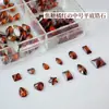 Ankora Rojo Zircón Manicura Diamante Brillante Caramelo Naranja Rojo Punta Inferior Forma Especial Ámbar Rojo Planos Fondo Biselado Joyería para Uñas