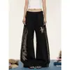 Calça de Moletom Gothic com Estampa de Leopardo Patchwork Letras 2026 para Mulheres, Calça Casual Solta de Comprimento Total, Esportes, Verão 2026