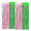 Festa Temática Bruxa Má do Mal TEMU Transfronteiriça Layout de Cena de Aniversário Suprimentos Cortina de Seda Plástica Rosa Verde para Cabelo