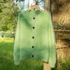 Cardigan de Lã Floral Escovada para Mulheres 100% Caxemira Pura Tricô Elegante Peça de Tricô Solta Engrossada Camisa de Base Top