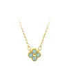 Collar Heji de Trébol de Cuatro Hojas de la Suerte para Mujer, Lujo Ligero Gama Alta Ins Nicho Collar Colorido para Clavícula Modelo Nuevo 2024