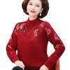 Suéter de Terciopelo de Visón Otoño e Invierno para Mamá 2026 Nuevo Estilo para Mujeres de Mediana Edad de 50 Años, Camiseta Base Forrada de Polar para Calidez