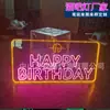 Letrero de mano luminoso feliz cumpleaños Pantalla LED Letrero de valla Letrero de letra Bar KTV Atrezzo de ambiente Personalización