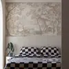Fondo de Pared de Televisión Francesa Papel Tapiz Decorativo Pintado a Mano Revestimiento de Pared Sala de Estar Dormitorio Revestimiento de Pared Retro Elegante Simple Papel Tapiz 5D