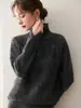 Estilo Old Money Cuello Alto Manga Larga Botones a Mitad de la Placa Puño Dividido Suéter de Lana Engrosado Punto Cachemir para Mujer Otoño/Invierno 2026