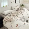 Juego de sábanas de cuatro piezas, funda de edredón, juego de tres piezas para dormitorio individual de estudiante de invierno, funda de edredón individual cepillada, ropa de cama de dibujos animados