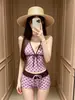 7 Cores Estilo Ins Coreano Reunião de Seio Pequeno Desejo Puro Estilo Pequeno Chanel High-End Maiô com Fenda Bikini Feminino Bikini